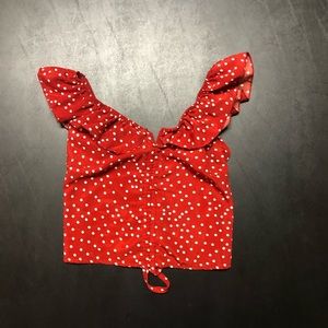 Red❤️polka dot off the shoulder crop top